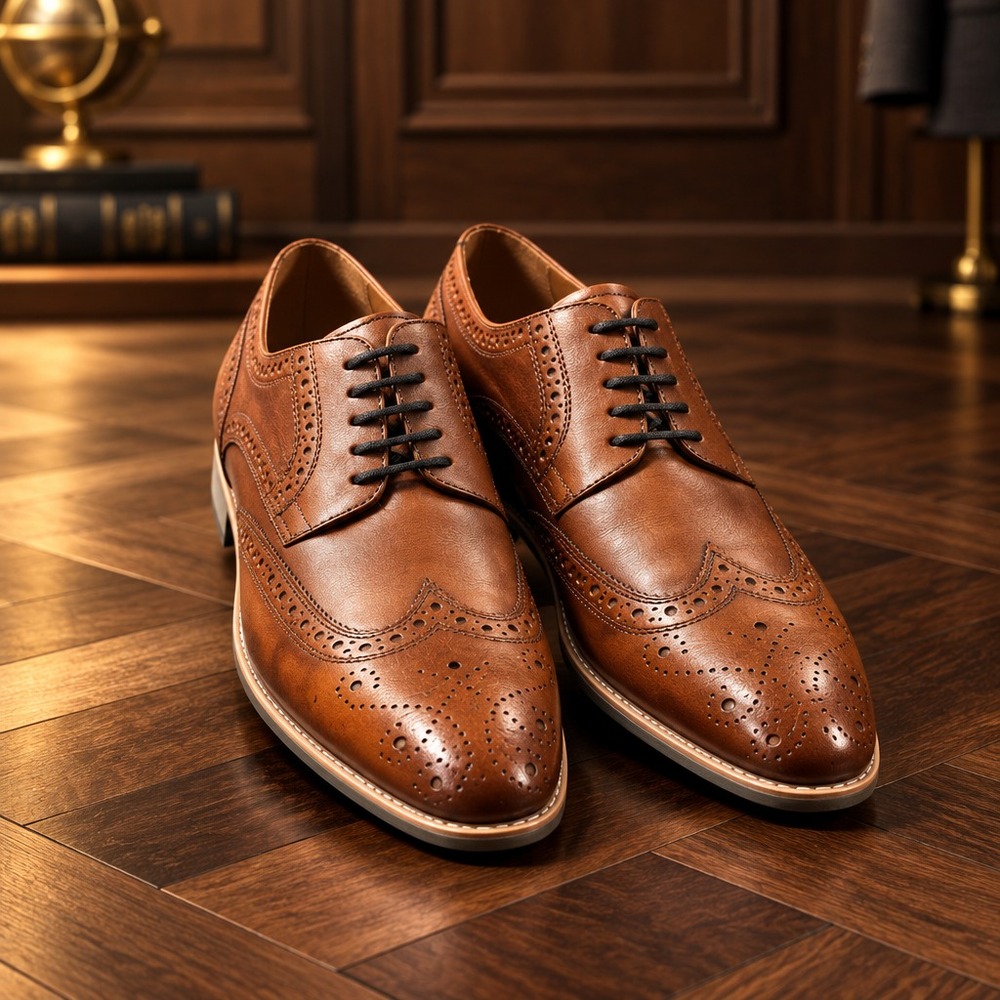 Kenneth Cole Reaction Cognac Leather Wingtip brogue Lace Up Oxfords Men's 11M